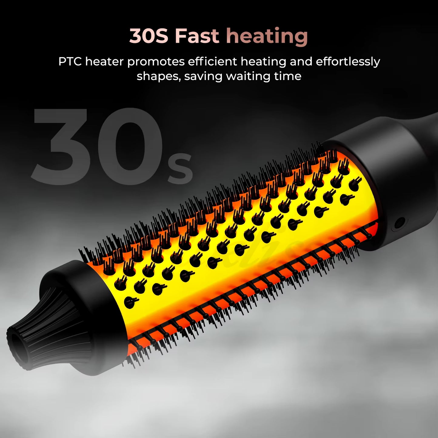Cepillo Térmico Rizador 2 en 1 Doble PTC – Rizador de Pelo 32mm
