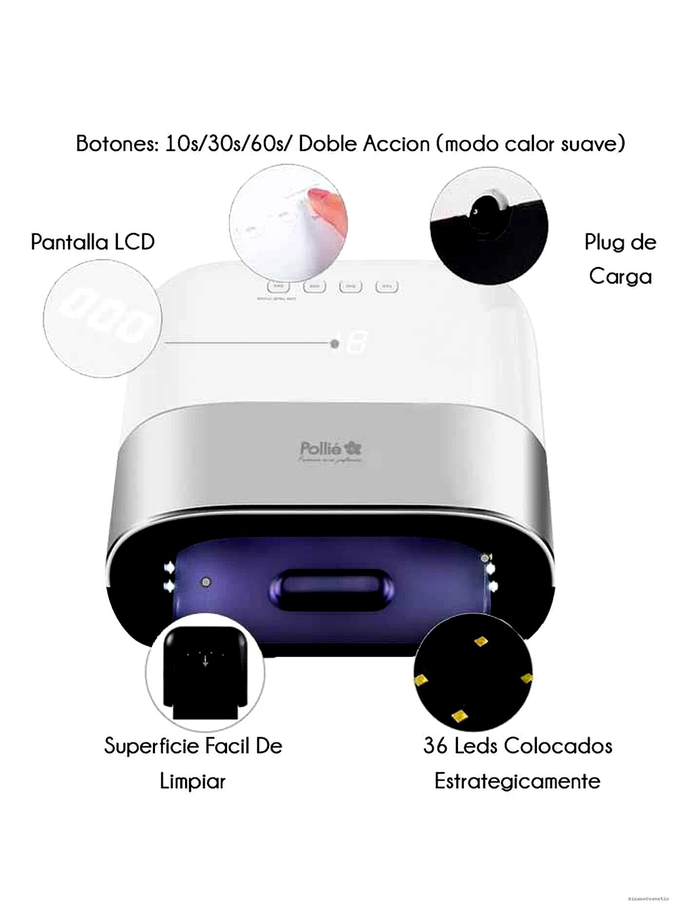 Pollié POWER LIGHT - Lámpara LED UV para Uñas 48W